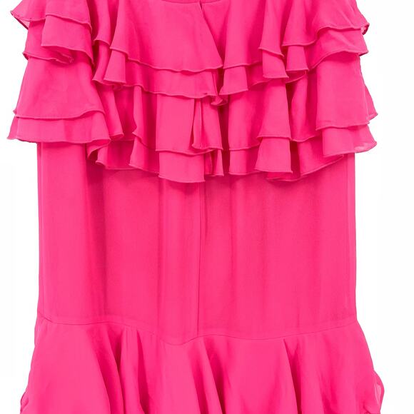 NBD | NWT Sarita Gown in Lipstick Pink Strapless Ruffle Midi Dress S - Picture 13 of 16
